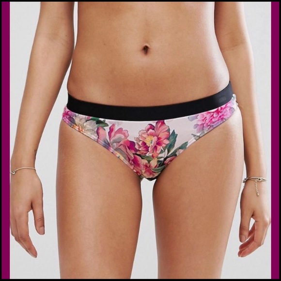 TED BAKER ADRIF BLACK PINK FLORAL BIKINI BOTTOMS - Picture 3 of 8